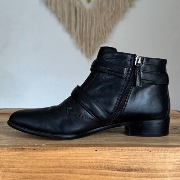 Tabitha Simmons Windle Black Leather Pointy Toe Silver Buckle  Ankle Boot Size 8 - Picture 8 of 16